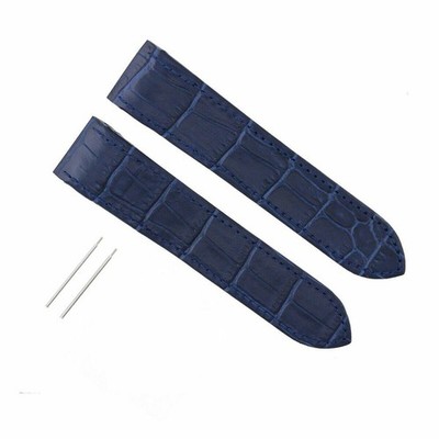 SCREW + 23MM LEATHER STRAP ALLIGATOR BAND FIT CARTIER 38MM SANTOS 100 XL  BLUE