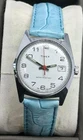 ​Vintage 1978 Timex Mechanical Watch with Date - White Dial, Blue Leather Band