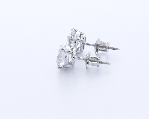 Diamantes creados en laboratorio de 1,5 quilates E/VS1 corte redondo oro blanco de 14 quilates tachuelas clásicas de 4 puntas - Imagen 3 de 4