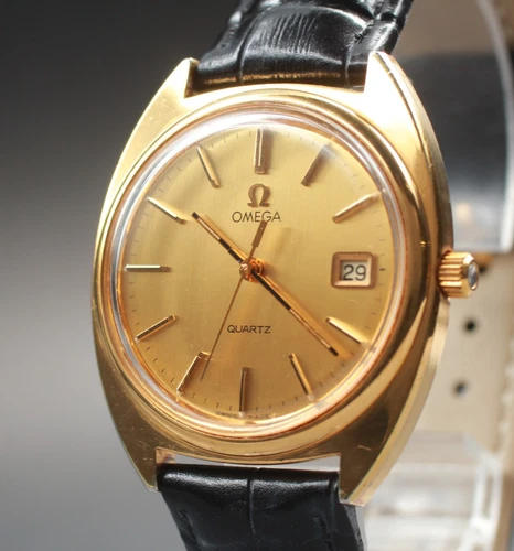 Vintage 1979 [Near MINT] Omega Seamaster 196.0121 35mm Quartz Gold Men Cal.1370