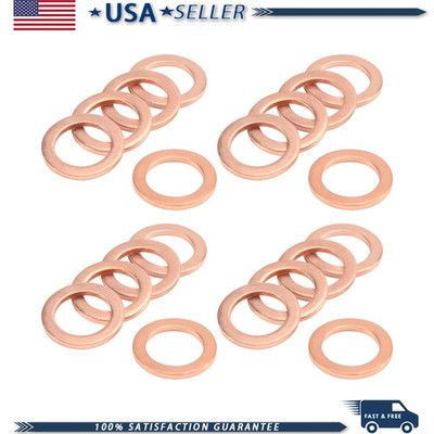20 PCS 14mm Copper Crush Washer Ring Engine Oil Drain Plug, PN 007603-014106