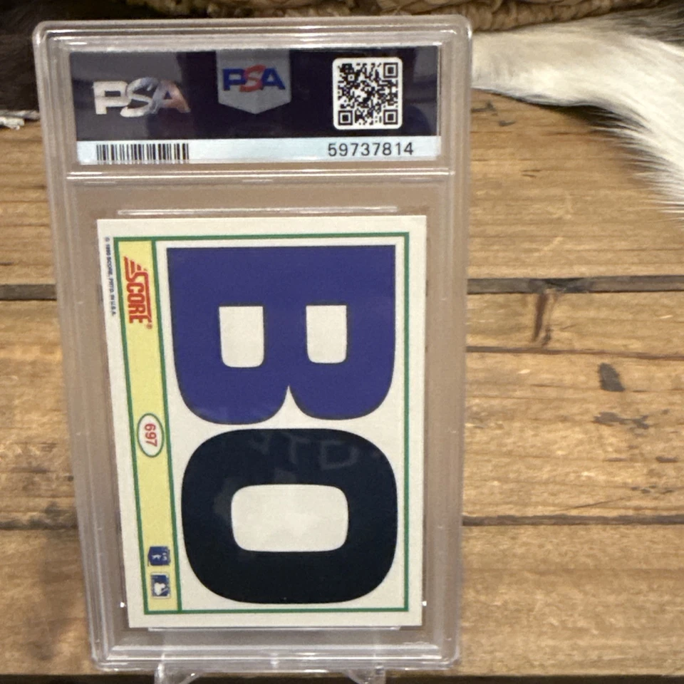 1990 Score Bo Jackson #697 blanco y negro Bo Know fútbol/béisbol PSA 9 como nuevo Foto 4 de 4