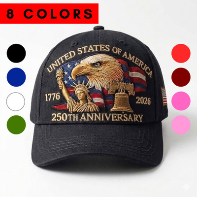 USA 250th Anniversary Hat Patriotic Veteran July 4th Embroidered Adjustable 2026