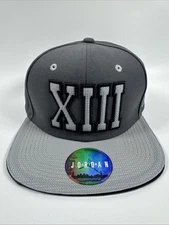 Air Jordan 13 XIII Jumpman Hat Snapback Cap Gray Men Embroidered Adjustable