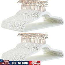 100 Velvet Non-Slip Clothes Hangers Slim Metal Core Space Saver Organizer New