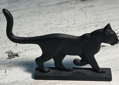 Franklin Mint Curio Cabinet Cats Black Silhouette Cat Cast Iron Figurine 1986 - Picture 3 of 6