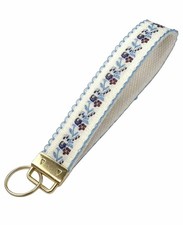 Floral Embroidered Fabric Keychain Wristlet Key Fob Keychain Car Key Chain Ho...
