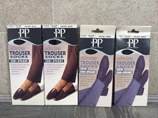 X4 Pretty Polly Semi/Satin Semi-Opaque Trouser Socks One Size 2 Black & 2 Forest