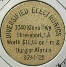 Vintage Diversified Electronics Shreveport, LA Wooden Nickel Token Louisiana #2