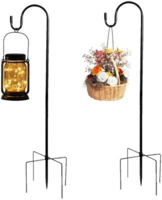 CiCixixi 4 Pezzi Gancio Da Pastore,120 Cm Ganci Da Pastore Da Esterni,Ganci Da Pastore Da Metallo Giardino,Gancio Piante Per Uccelli,Luci