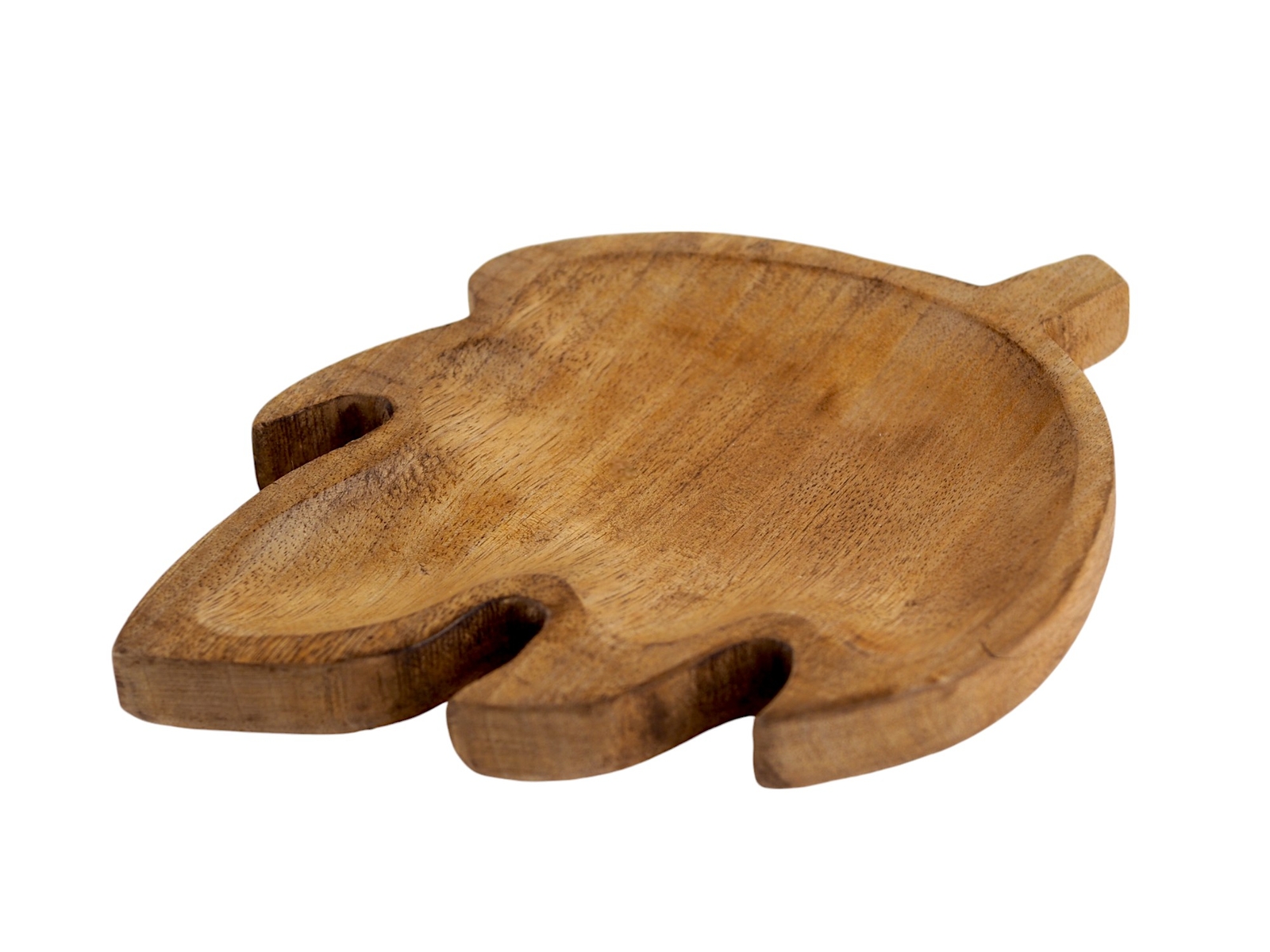 Handcrafted Wooden Leaf-Shaped Serving Tray - Rustic Natural Wood Platter