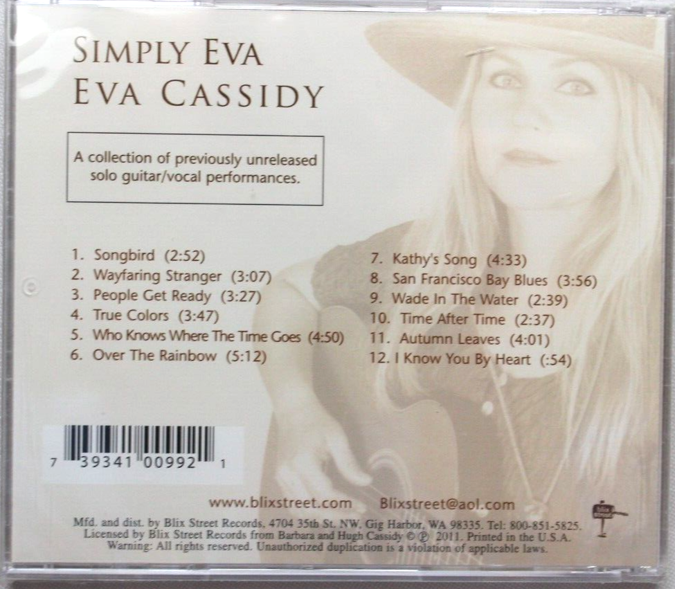 EVA CASSIDY SIMPLY EVA [NEW CD] SEALED SOLO VOCAL/GUITAR CASE