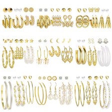 54 Pairs Gold Hoop Earrings Set for Women Multipack, Boho Fashion Statement S...