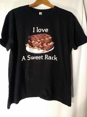 I Love a Sweet Rack Mens XL Graphic Shirt Tee BBQ Grill Ribs Black Cook Out
