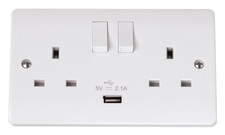 Click Mode Twin 2 Gang Double 13A Socket  + Single 2.1A USB Outlet (Individual)