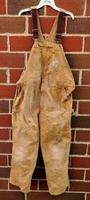 Carhartt Duck Bib Overalls Canvas Double Knee Unlined R01 BRN Size 42x30