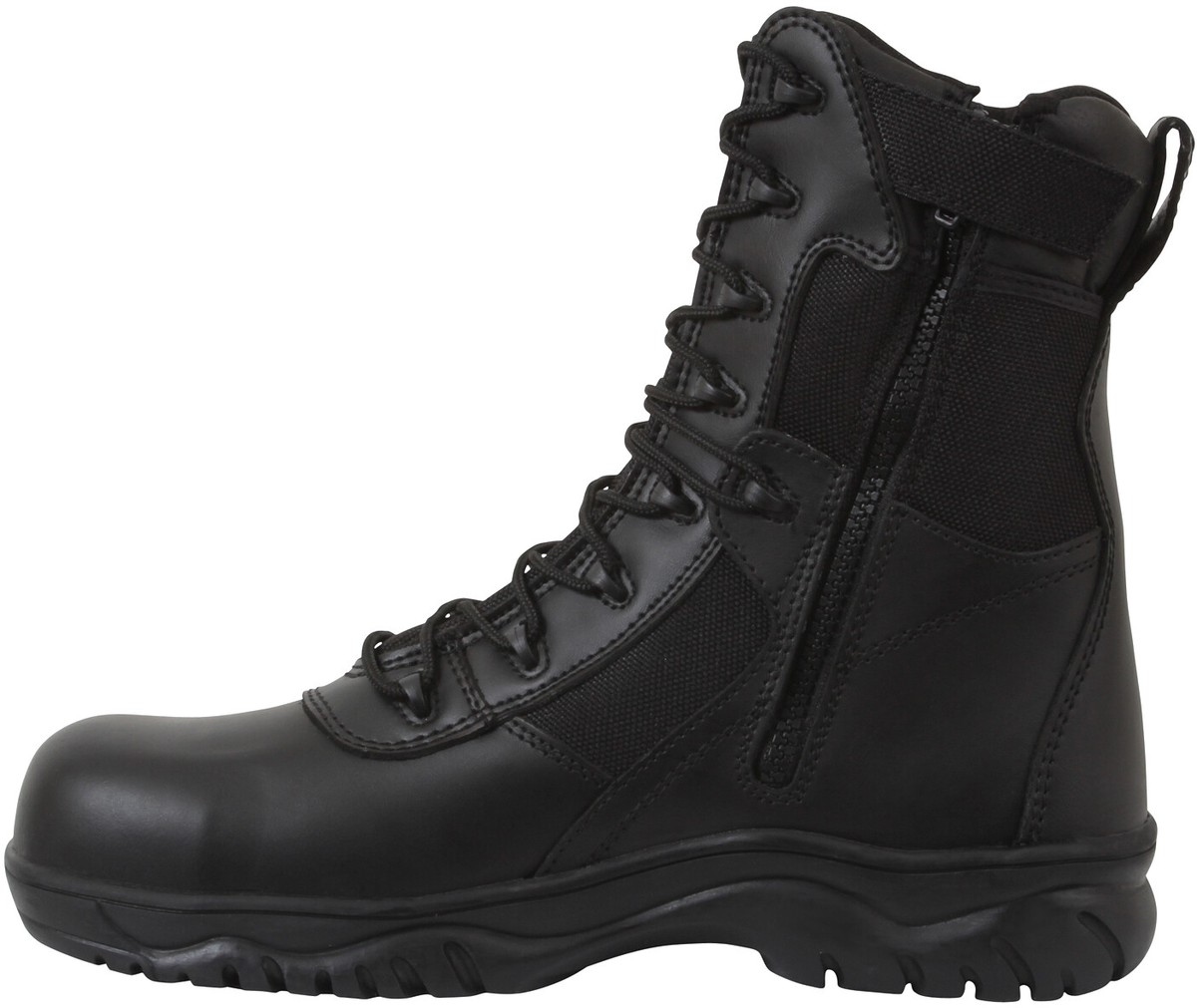 Black Side Zipper Composite Toe 8 Inch Tactical Boots | eBay