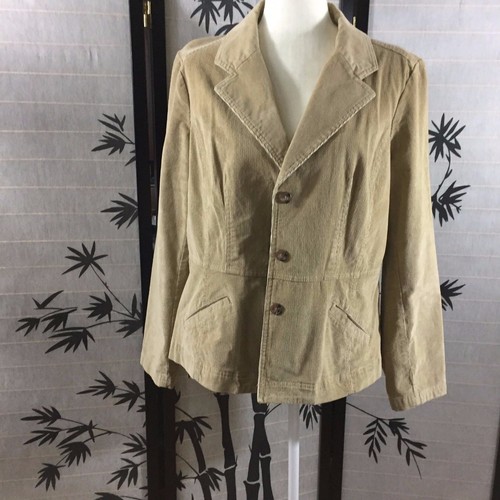 Women's Context Size 14 Tan Suede Leather 1 Button 2 Pocket Jacket Fully Lined - Picture 3 of 8