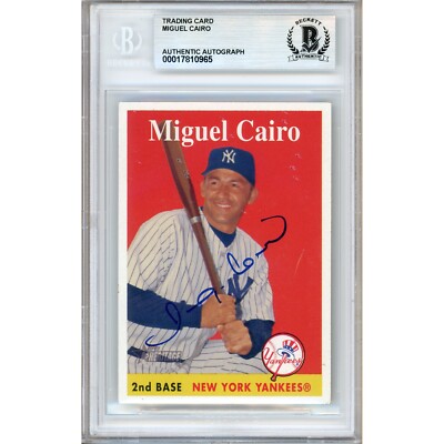 Miguel Cairo Signed 2007 Topps Heritage #101 NY Yankees Beckett BAS Slabbed Auto