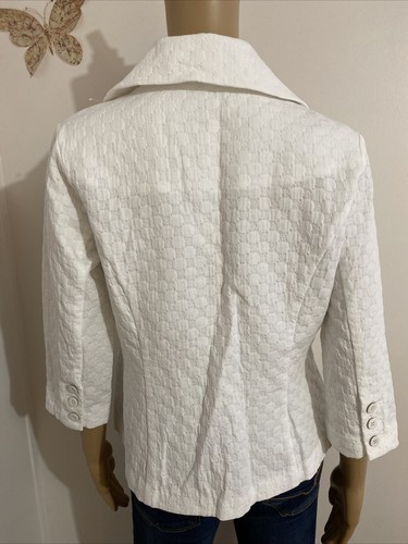 CAbi Outlet Club Blazer White Two Button Wide Lapel 3/4 Sleeve Size M #212 /NEW! - Picture 8 of 12