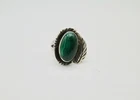 5.8 Gram Vintage Native American Sterling Silver Malachite Ring Size 8.25