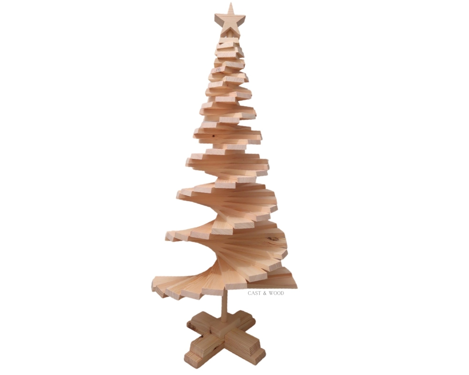 Large Wooden Christmas Tree 100cm Handmade Festive Decor Eco