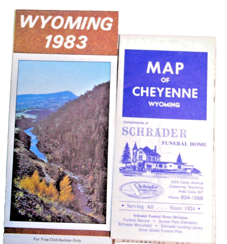 Map Wyoming 1983 Map Cheyenne Wyoming Schrader Funeral Home