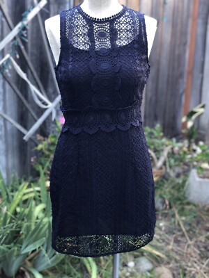 h&m blue lace dress H&M women dark blue lace dress sz 6