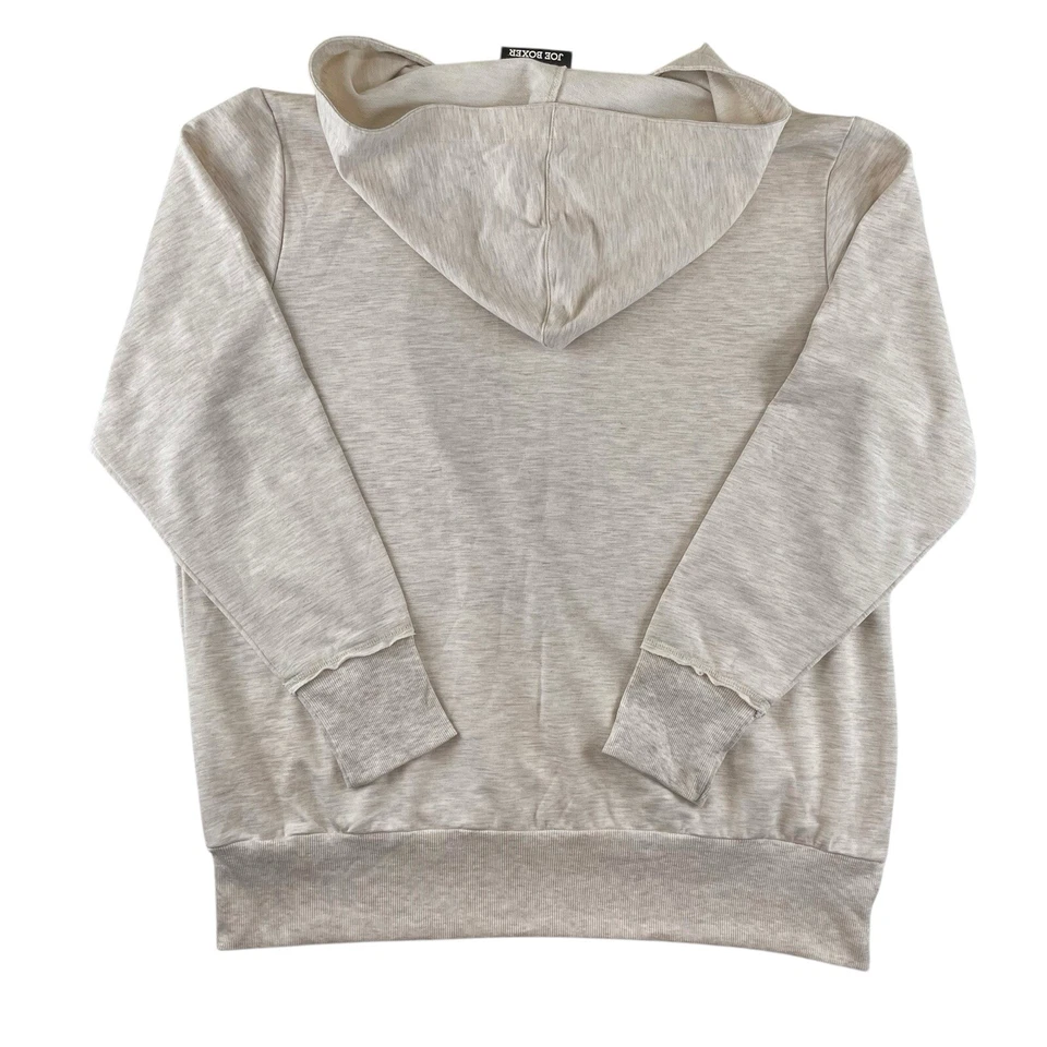 全新带标签复古 Joe Boxer 连帽衫女式 1X 米色交叉针织长袖套衫 — 第 3/4 张图片
