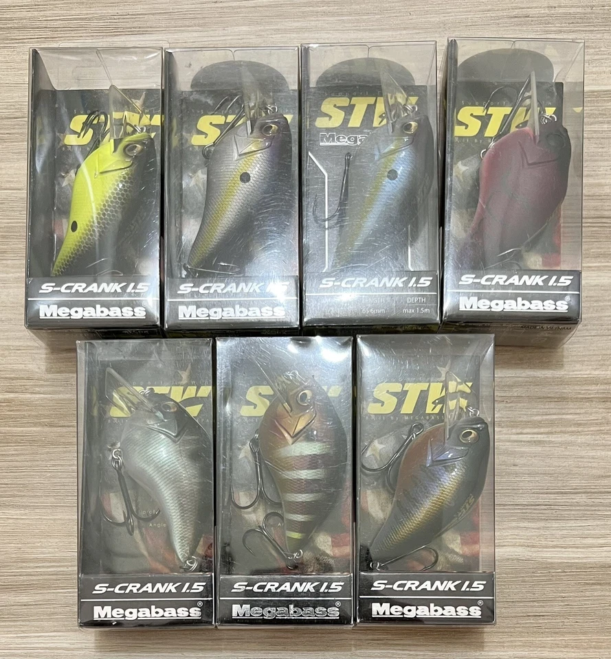 Megabass (Lote de 7) S-Crank 1.5 Square-bills, Bass, ¡Envío gratis! ¡TNM! Foto 2 de 4