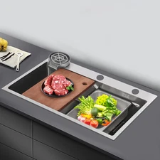 29.53-inch Undermount Workstation Kitchen Sink Single Bowl with Pull-out Faucet