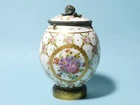 Antique Sevres Porcelain Hand Painted MA Monogram Gilt Floral Ormolu Lidded Pot