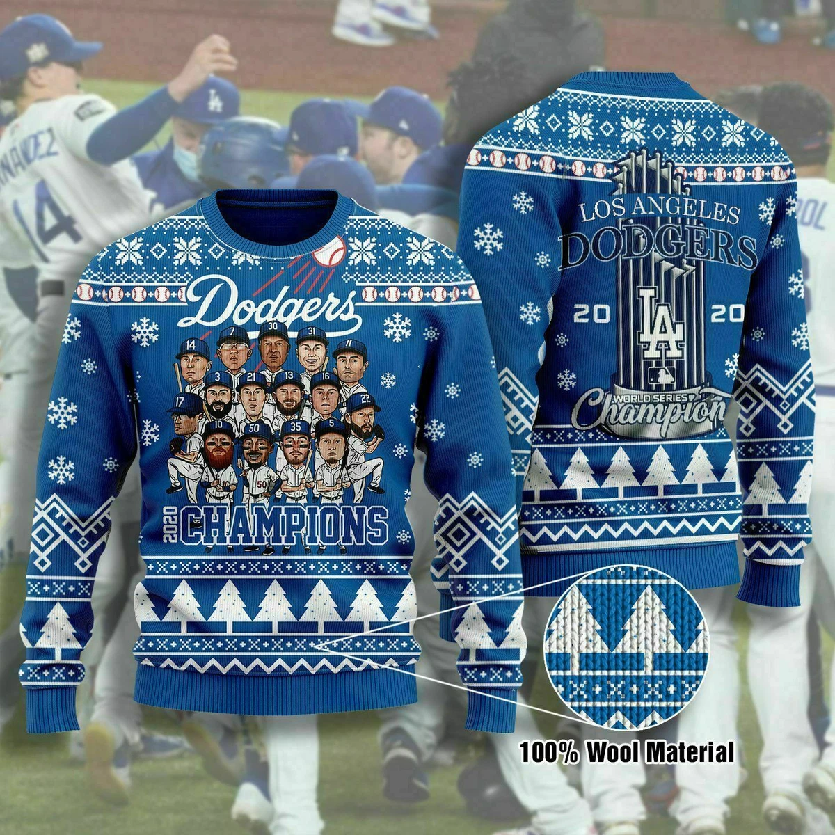 New 2020 Los Angeles Dodgers Chibi Premium 3D Ugly Sweater Christmas Gift  US