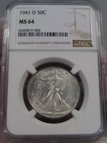 BU 1941-d Walking LIBERTY Half Dollar NGC MS64.  #53