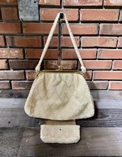 Vintage Purse Handbag  Wallet/Cosmetic Bag Handmade Champagne Yellow Beaded