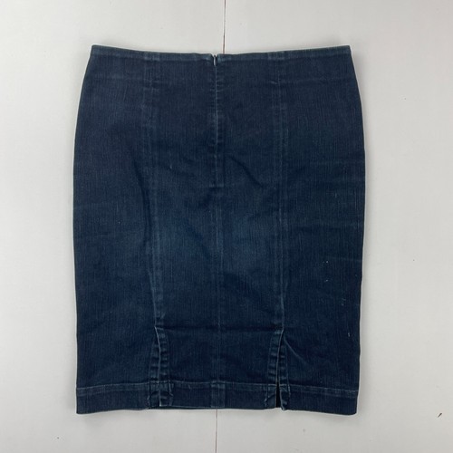 UNIQLO Skirt 10 Blue Midi Pencil Denim Cotton Blend Knee Length - Picture 7 of 9