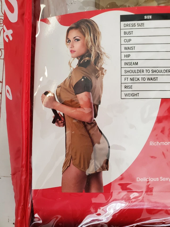  Disfraz de oficial de policía del sheriff adulto vestido mediano encogido de hombros insignia sexy policía nuevo Foto 3 de 4