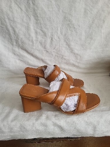 Rilista Womens Heeled Sandals Block Heel Sandals Leather Heeled Sandal Beige NEW - Picture 9 of 13