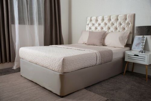 Jersey Cotton Divan Bed Base Wrap Valance in Linen Beige to Fit Upto 45cm Base - Picture 1 of 1