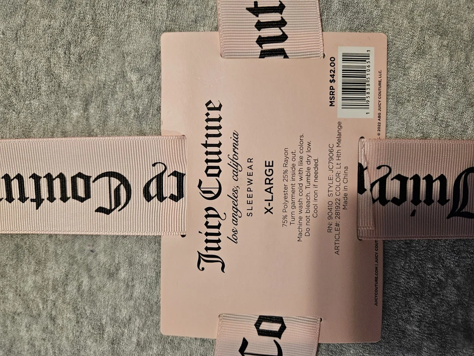 Juicy Couture XL Logo Blanco Acogedor Conjunto de Ropa de Dormir 2 Piezas Pantalones Camisa Conjunto PJ Nuevo Foto 4 de 4