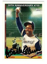 1994 T0PPS HANK AARON 20TH ANNIVERSARY #715 SIGNED IN PERSON