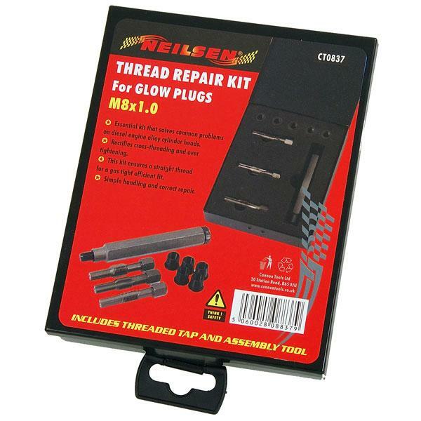 16pc Glow Plug Thread Repair Set. M8x1.0mm Diesel Not Helicoil (Neilsen