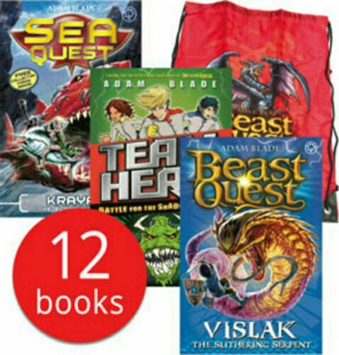 NEU KITBAG mit 12 BEAST QUEST - SEA QUEST - TEAM HERO Adam Blade BUCHSET