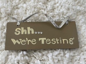 Shh We're Testing Sign with Rinestones 7x3