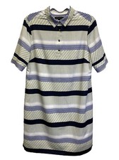 Banana Republic Striped Geometric Blue Print Shirt Dress Short Sleeve - Size M