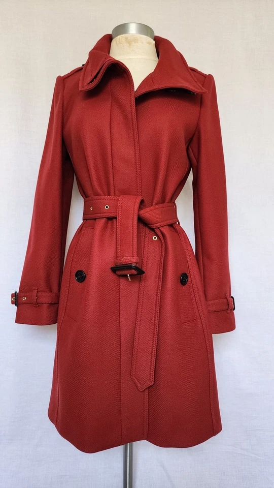 Burberry Gibbsmoore Burgundy Red Wool Trench Coat