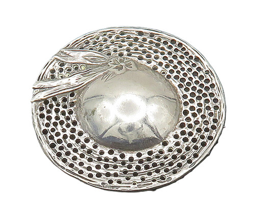 925 Sterling Silver  Vintage Ribbon Bead Ball Holes Cut Out Brooch Pin  BP9477
