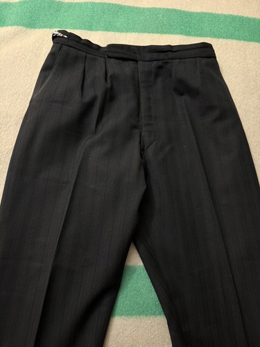 Vintage 40s 50s Aero Zipper Herringbone Twill HBT Pinstripe Trousers Pants 34x29 - Picture 6 of 18