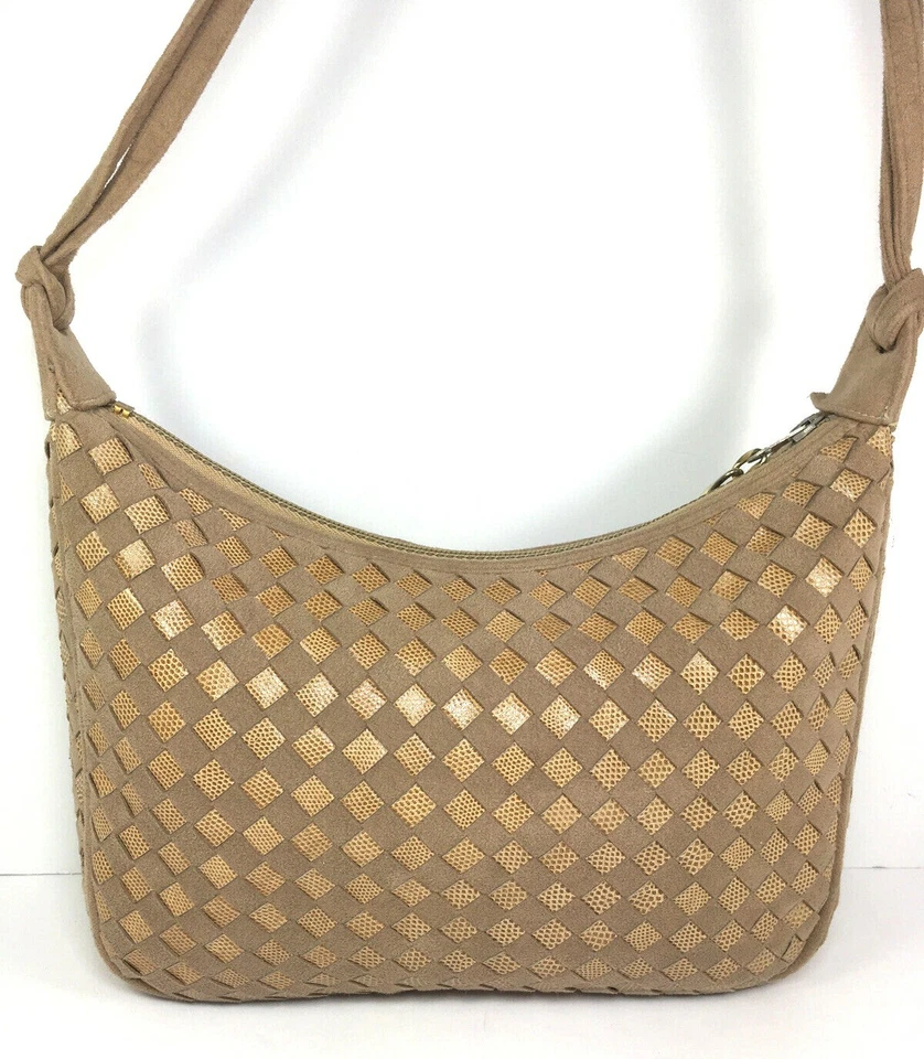 Morris Moskowitz Vintage Small Beige Tan Ultra Suede Shoulder Bag Foto 2 de 4