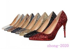 Womens Sequins Stiletto High Heel Pointed Toe Shoes Party Clubwear Wedding Pumps